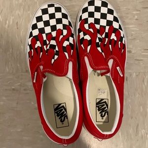 Classic slip on ( checker flame) vans barely used